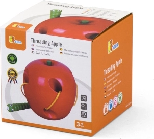 Pomme à lacer en bois VIGA avec petit ver Montessori