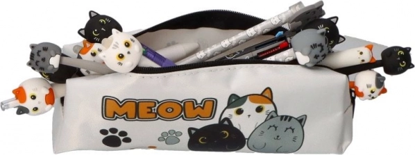 Single-compartment pencil case with cats meow