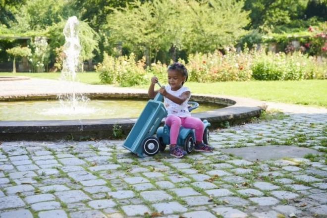 Auto duwwagen met aanhangwagen in turquoise kleur