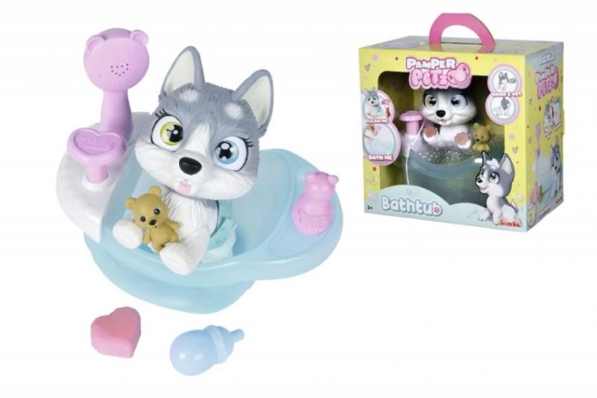 Hund Husky Pamper Petz in der Wanne