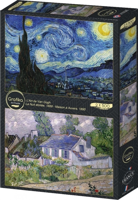Puzzel Sterrennacht en Huis in Auvers 2x500 stukjes