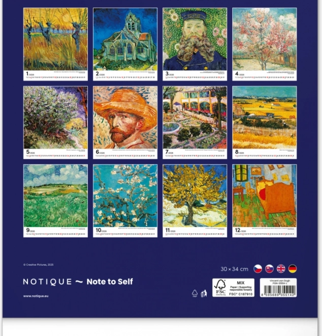 Calendrier mural Vincent van Gogh 2026