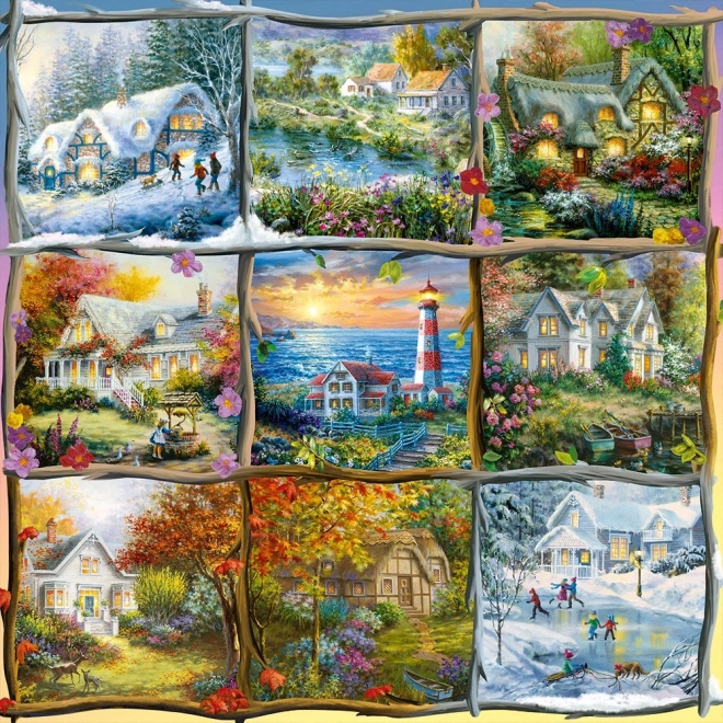 Alipson puzzle carrés Collage des quatre saisons 1000 pièces