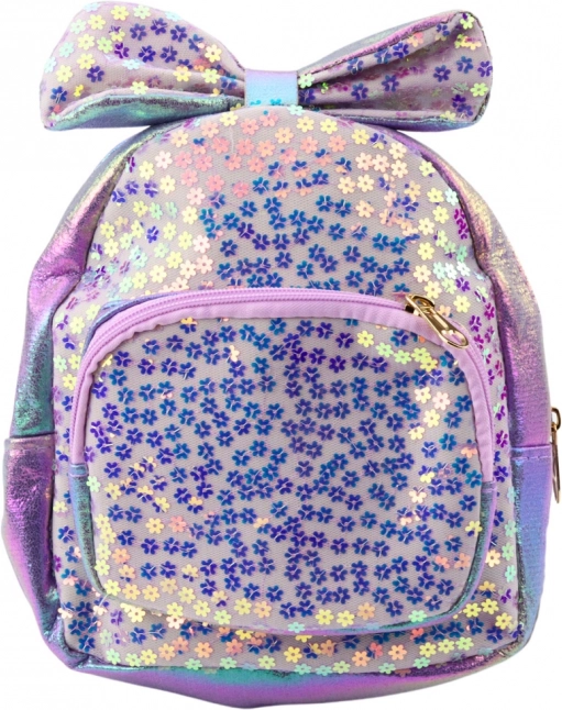 Children's backpack with glittering sequins and bow purple 22 cm 2.8 L