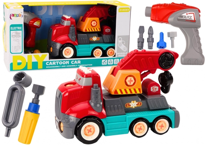 Vrachtwagen met Rode Kraan om te Bouwen