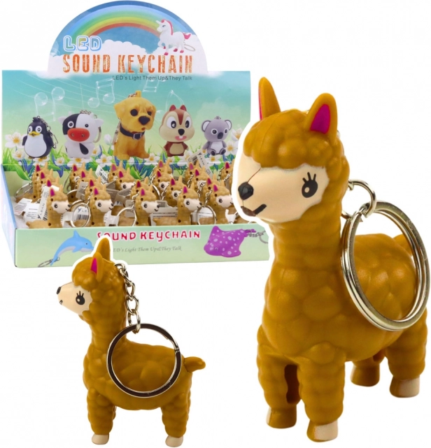 Llama keychain with LED flashlight and sound