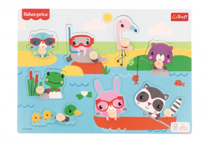 Holzsteckpuzzle Fisher-Price Tiere am Wasser
