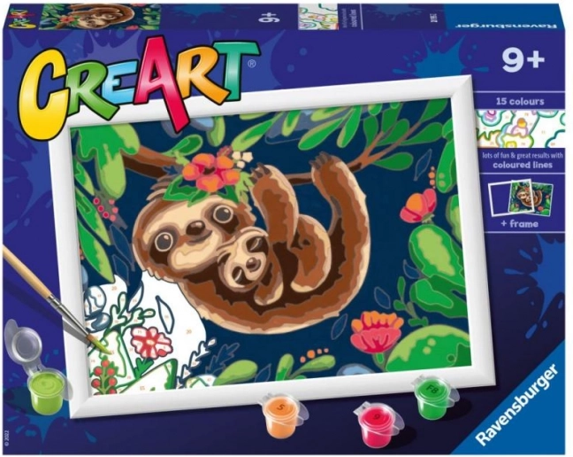 RAVENSBURGER CreArt peinture par numéros – paresseux 24 × 18 cm