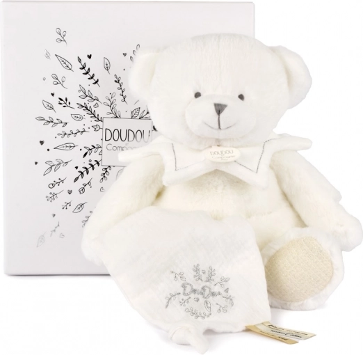 Doudou gift set plush teddy bear with blanket beige
