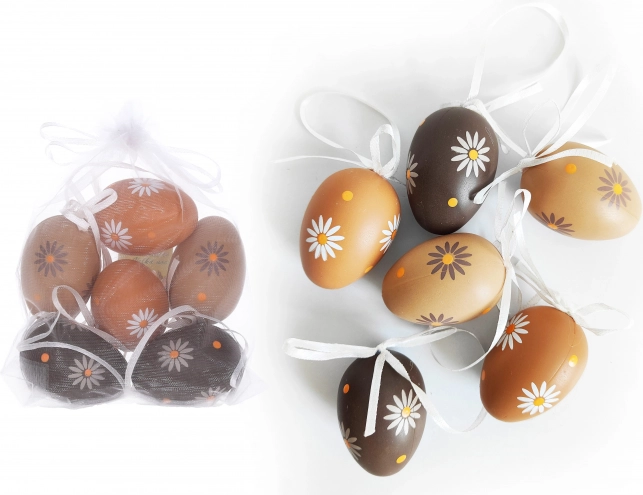 Decorative Painted Plastic Egg 6 cm, 6 pcs