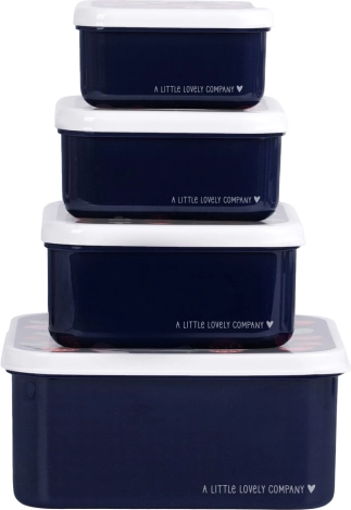 Set aus vier Snackboxen A Little Lovely Company – Erdbeeren