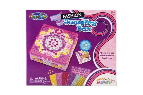 Creatieve set sieradendoosje met mozaïek en accessoires in doos 21x18x5,5cm