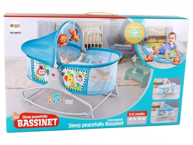 Multifunctioneel babybed 2in1 Baby Mat Sounds Vibrations Blauw