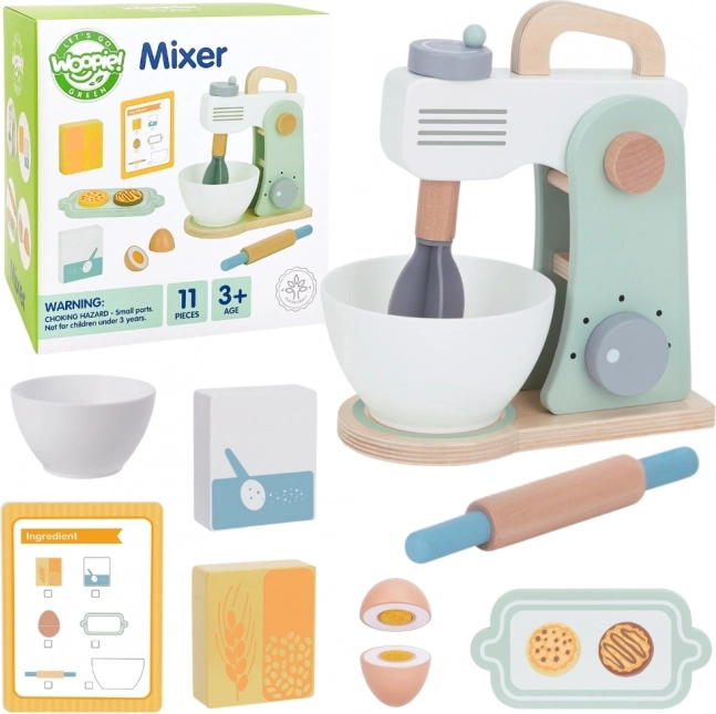 Wooden Kitchen Mixer with Accessories 11 pcs by WOOPIE GREEN