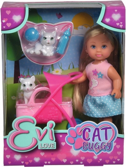 Pop Evička met kinderwagen voor katjes