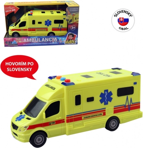 Ambulance met vliegwielaandrijving met licht en geluid 19 cm