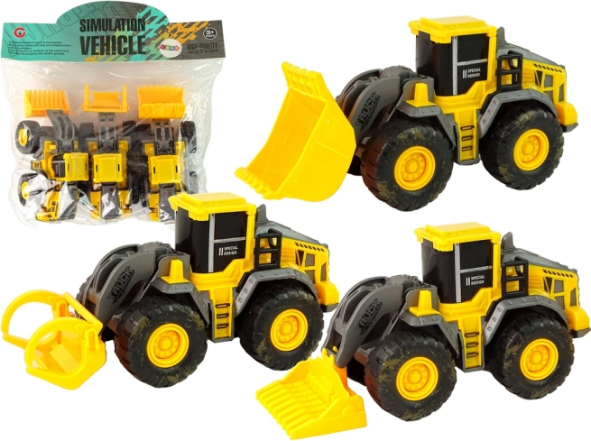 Set of Three Yellow Construction Vehicles