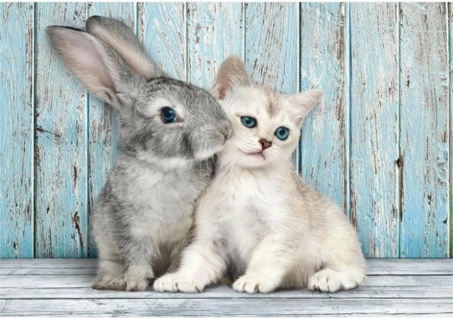 Puzzle 500 pièces Compact Chat et Lapin