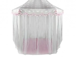 Kinder tent grijs‑roze Kruzzel met gordijntjes en pompons