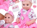 Adorable soft baby doll 50 cm with diaper, bottle and magnetic pacifier