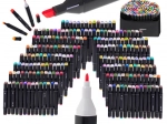 Marqueurs alcool double pointe en étui, 168 couleurs