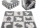 Foam kids’ educational puzzle play mat, animals, gray 85 × 85 cm, 9 pieces