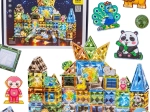 Woopie construction magnétique lumineuse 3D – monde des animaux, 124 pièces