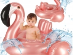Inflatable children's round lounger with seat – flamingo 60 cm