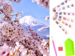 Diamond Painting Set with Cherry Blossom Motif