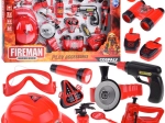 Großes Feuerwehrset mit Helm und Säge, 13-teilig