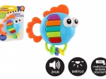Fish-shaped musical rattle and teether with light and sound, 14 × 14 cm, from 3 months