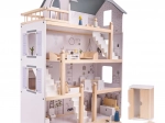 Licht houten poppenhuis met meubels - 80cm