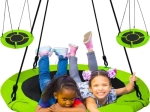 Balançoire suspendue nid de cigogne 120 cm, vert‑noir, 150 kg