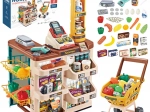 Woopie Kindersupermarkt mit Einkaufswagen, Kasse, Scanner und 48 Zubehörteilen