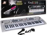 Zilveren kinderkeyboard synthesizer met 54 toetsen, microfoon en USB-opname