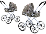Poussette pour poupées étoiles et nuages gris