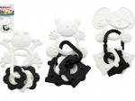 Animal teether with pendants, black and white, 9 cm