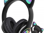 Wireless headphones with cat ears with LED backlight, Bluetooth, FM radio and MP3
