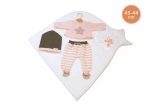 Llorens outfit voor New Born-pop 43–44 cm, 3-delige set met dekentje