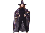 Witch Costume with Cobweb Cloak and Hat for Adults