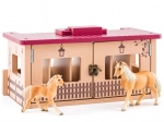 faunica écurie en bois pour chevaux avec 6 boxes