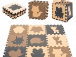 Lern-Spielmatte aus EVA-Schaum mit Tieren, beige, 85 × 85 cm, 9 Teile