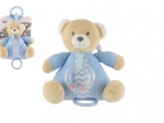 Pluchen teddybeer met opwindbaar muziekdoosje en rammelaar, blauw 18 × 18 cm