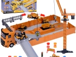 set de construction interactif camion-tracteur avec remorque dépliable, grue et chariot élévateur