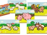 Puzzle en bois Mes premiers animaux – ferme, 6 puzzles de 3 pièces