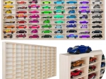 KRUZZEL Holzregal für Spielzeugautos mit 80 Fächern