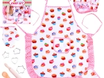 Children’s baking set with pink apron and molds