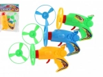 Flying propeller with launcher – 12 cm plastic pistol, assorted colors