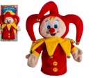 Pluchen handpop nar met belletjes, 28 cm
