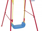 Garden swing with basketball hoop and ball on a metal frame
